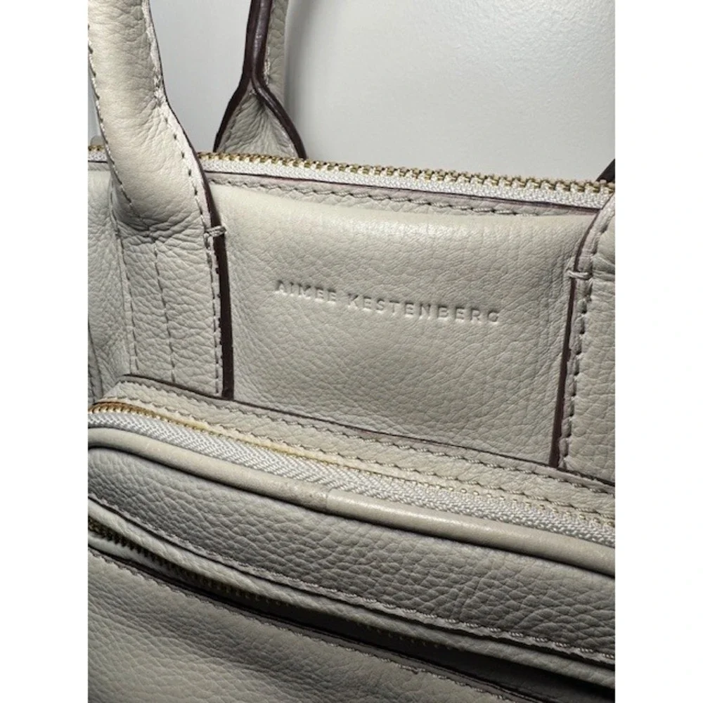 Aimee‎ Kestenberg Grey Pebble Leather Satchel Crossbody Bag Gold Hardware